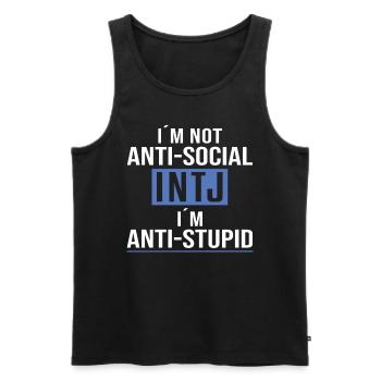 Personnalité Intj : Introvertis - Débardeur bio Premium Homme - noir - Devant - AI Model Male 178 light (178cm)