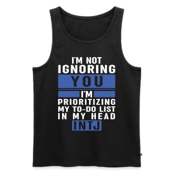 Personnalité Intj : Introvertis - Débardeur bio Premium Homme - noir - Devant - AI Model Male 178 light (178cm)