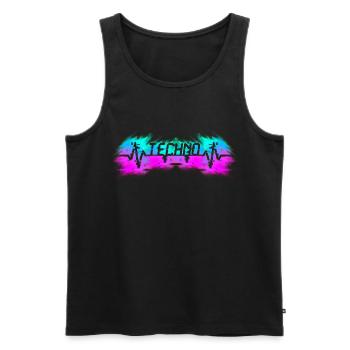 Hardcore-Rave, Raver, EDM, DJ, House-Music, Heartbeat - Men's Premium Organic Tank Top - black - Front - Michal (187cm)