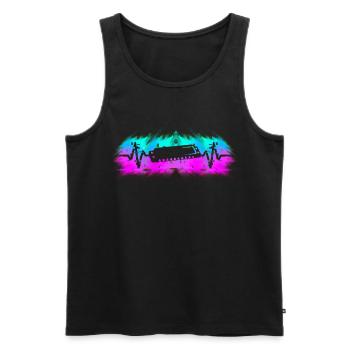 Harmonica player musician heartbeat - Men's Premium Organic Tank Top - black - Front - Michal (187cm)