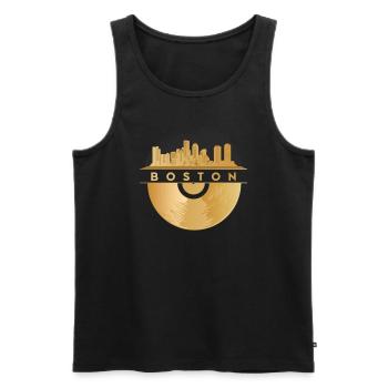 Vinyl Record Disco Music Skyline-BOSTON - Men's Premium Organic Tank Top - black - Front - AI Model Male 178 light (178cm)