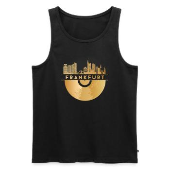 Disque vinyle Disco Music Skyline-Francfort - Débardeur bio Premium Homme - noir - Devant - Michal (187cm)