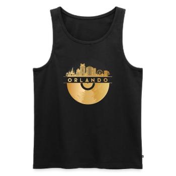 Vinyl-Schallplatte Disco-Musik Skyline-Orlando - Männer Premium Bio Tank Top - Schwarz - Vorne - Michal (187cm)