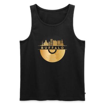 Disque vinyle Disco Music Skyline-Buffalo - Débardeur bio Premium Homme - noir - Devant - Michal (187cm)