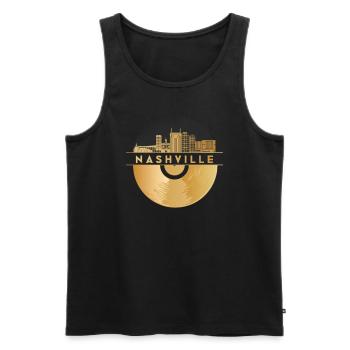 Vinyl-Schallplatte Disco-Musik Skyline-Nashville - Männer Premium Bio Tank Top - Schwarz - Vorne - AI Model Male 178 light (178cm)