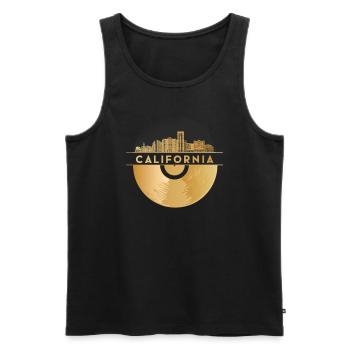 Disque Vinyle Disco Musique Skyline-Californie - Débardeur bio Premium Homme - noir - Devant - Michal (187cm)