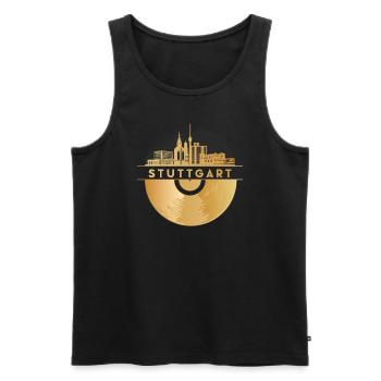 Vinyl-Schallplatte Disco-Musik Skyline-Stuttgart - Männer Premium Bio Tank Top - Schwarz - Vorne - AI Model Male 178 light (178cm)