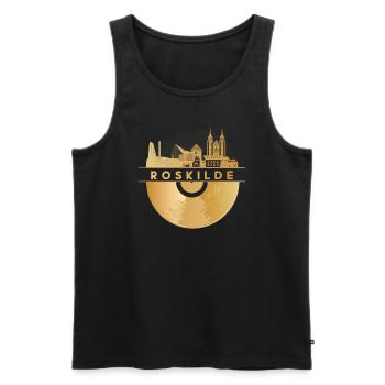 Vinyl-Schallplatte - Skyline-Dänemark-Roskilde - Männer Premium Bio Tank Top - Schwarz - Vorne - AI Model Male 178 light (178cm)