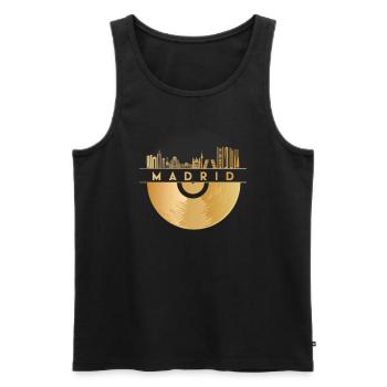 Vinyl-Schallplatte - Skyline-Spanien-Madrid - Männer Premium Bio Tank Top - Schwarz - Vorne - Michal (187cm)