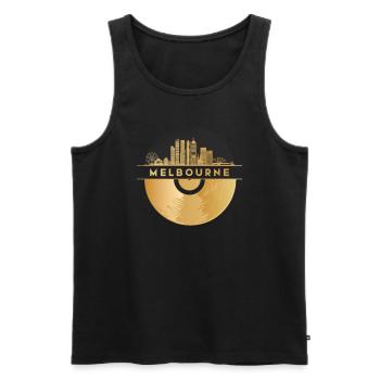 Vinyl-Schallplatte - Skyline-Australien-Melbourne - Männer Premium Bio Tank Top - Schwarz - Vorne - Michal (187cm)