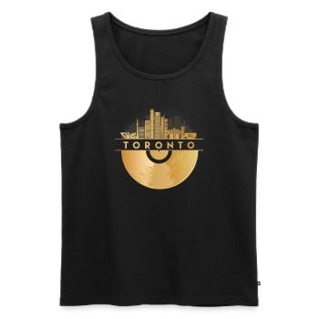 Vinyl-Schallplatte Musik Skyline-Kanada-Toronto - Männer Premium Bio Tank Top - Schwarz - Vorne - Michal (187cm)