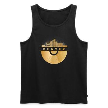 Disque Vinyle Musique Skyline-USA-Denver - Débardeur bio Premium Homme - noir - Devant - Michal (187cm)