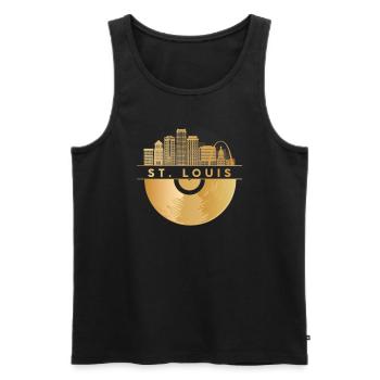 Vinyl Record Music Skyline-USA-St.-Louis - Men's Premium Organic Tank Top - black - Front - Michal (187cm)