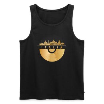 Disque Vinyle Musique Skyline-Italie-Italie - Débardeur bio Premium Homme - noir - Devant - Michal (187cm)
