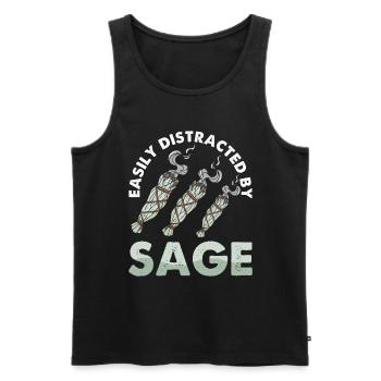 Smudge Sage Feather Spirituelle Smudging - Männer Premium Bio Tank Top - Schwarz - Vorne - AI Model Male 178 light (178cm)