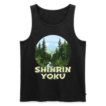 Shinrin Yoku Art Japonais Nature Forêt - Débardeur bio Premium Homme - noir - Devant - Michal (187cm)