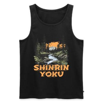 Shinrin Yoku Art Japonais Nature Forêt - Débardeur bio Premium Homme - noir - Devant - Michal (187cm)