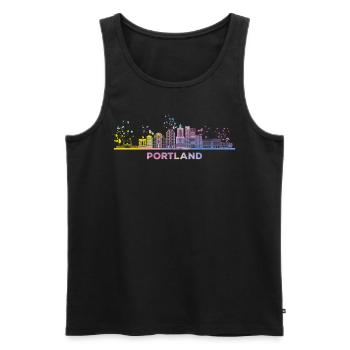 Portlander Skyline Portland - Men's Premium Organic Tank Top - black - Front - AI Model Male 178 light (178cm)