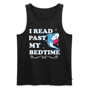 Je lis après le coucher en lisant le requin - Débardeur bio Premium Homme - noir - Devant - AI Model Male 178 light (178cm)