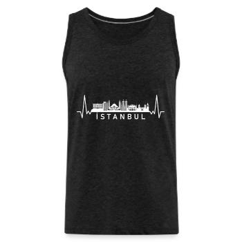 Heartbeat Skyline Turquie Istanbul - Débardeur bio Premium Homme - charbon - Devant - Alexander (188cm)