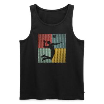Ballon de volley-ball vintage Joueur de volley-ball - Débardeur bio Premium Homme - noir - Devant - AI Model Male 178 light (178cm)