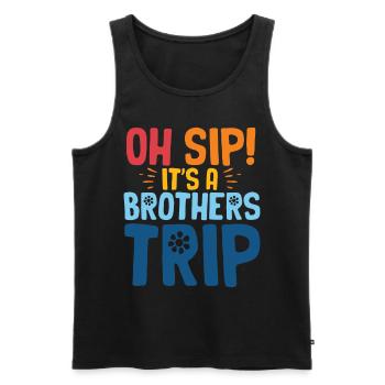 Geschwister Oh Sip Its A Brothers Trip - Men's Premium Organic Tank Top - black - Front - Michal (187cm)