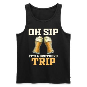 Geschwister Oh Sip Its A Brothers Trip - Men's Premium Organic Tank Top - black - Front - Michal (187cm)