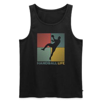 Handball Joueur Handball Ball, Handball Handball - Débardeur bio Premium Homme - noir - Devant - AI Model Male 178 light (178cm)