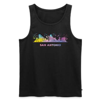 San Antonian Skyline San Antonio - Men's Premium Organic Tank Top - black - Front - AI Model Male 178 light (178cm)