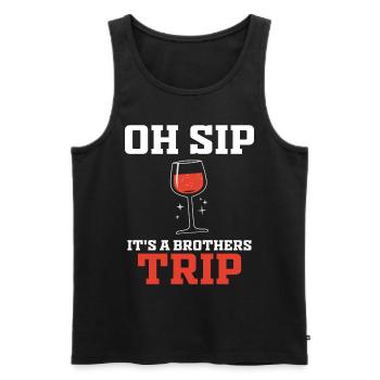 Geschwister Oh Sip Its A Brothers Trip - Men's Premium Organic Tank Top - black - Front - Michal (187cm)
