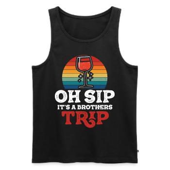 Geschwister Oh Sip Its A Brothers Trip - Men's Premium Organic Tank Top - black - Front - Michal (187cm)