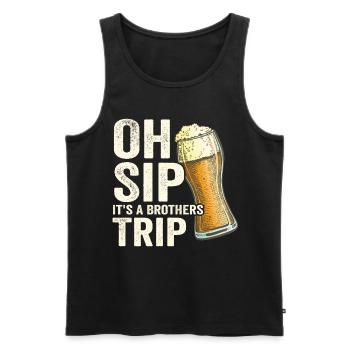 Geschwister Oh Sip Its A Brothers Trip - Men's Premium Organic Tank Top - black - Front - Michal (187cm)