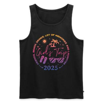 Friends Beach Laughing Girls Trip 2025 - Men's Premium Organic Tank Top - black - Front - AI Model Male 178 light (178cm)