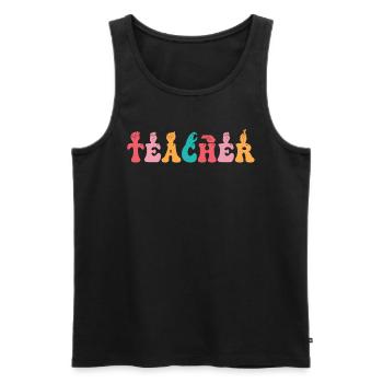 ASL Teacher American Sign Language - Men's Premium Organic Tank Top - black - Front - AI Model Male 178 light (178cm)