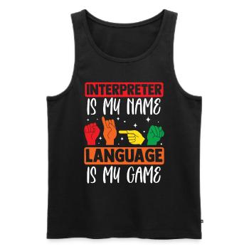 ASL Teacher American Sign Language - Men's Premium Organic Tank Top - black - Front - AI Model Male 178 light (178cm)