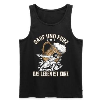 "Drink and fart, life is short" Beer - Men's Premium Organic Tank Top - black - Front - Michal (187cm)