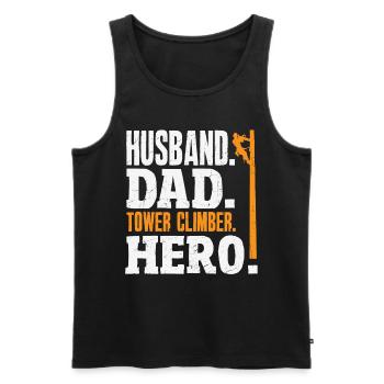 Tower Climber Technician Tower Worker - Men's Premium Organic Tank Top - black - Front - AI Model Male 178 light (178cm)