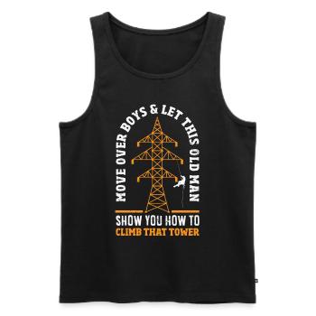 Tower Climber Technician Tower Worker - Men's Premium Organic Tank Top - black - Front - Michal (187cm)