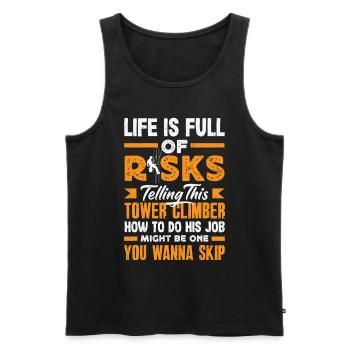 Tower Climber Technician Tower Worker - Men's Premium Organic Tank Top - black - Front - Michal (187cm)