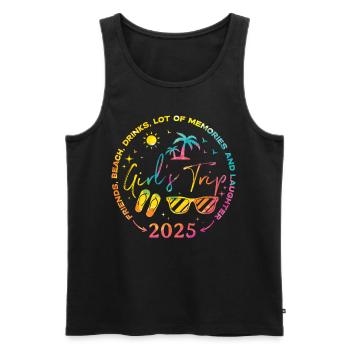Friends Beach Laughing Girls Trip 2025 - Men's Premium Organic Tank Top - black - Front - AI Model Male 178 light (178cm)