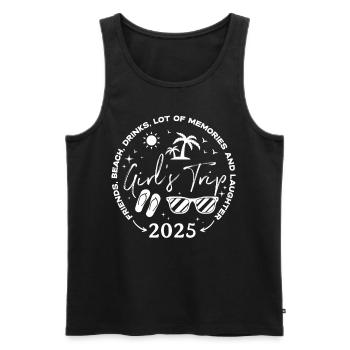 Friends Beach Laughing Girls Trip 2025 - Men's Premium Organic Tank Top - black - Front - AI Model Male 178 light (178cm)