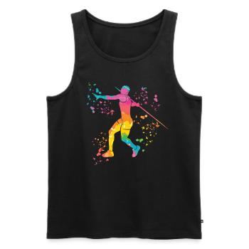 Javelin Throw Colorsplash Javelin Throw - Men's Premium Organic Tank Top - black - Front - AI Model Male 178 light (178cm)