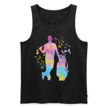Golfer Colorsplash Kinder Miniaturgolf - Männer Premium Bio Tank Top - Schwarz - Vorne - AI Model Male 178 light (178cm)