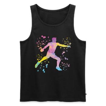 Diskuswerfer Colorsplash Diskuswurf - Männer Premium Bio Tank Top - Schwarz - Vorne - AI Model Male 178 light (178cm)