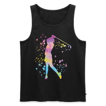 Golfer Colorsplash Kinder Miniaturgolf - Männer Premium Bio Tank Top - Schwarz - Vorne - AI Model Male 178 light (178cm)