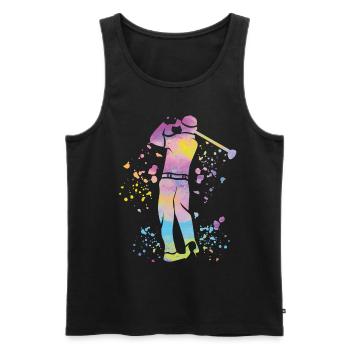 Golfer Colorsplash Kinder Miniaturgolf - Männer Premium Bio Tank Top - Schwarz - Vorne - AI Model Male 178 light (178cm)