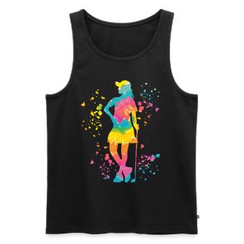 Golfer Colorsplash Kinder Miniaturgolf - Männer Premium Bio Tank Top - Schwarz - Vorne - AI Model Male 178 light (178cm)