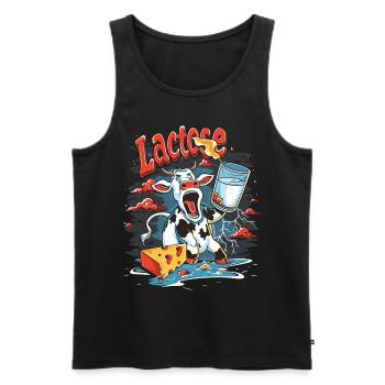 Tolérant au lactose ou intolérant au lactose - Débardeur bio Premium Homme - noir - Devant - AI Model Male 178 light (178cm)