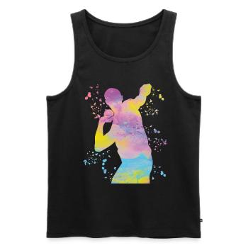 Lanceur de poids Colorsplash Lancer de poids - Débardeur bio Premium Homme - noir - Devant - AI Model Male 178 light (178cm)