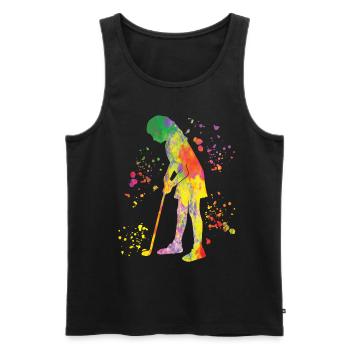 Golfer Colorsplash Kinder Miniaturgolf - Männer Premium Bio Tank Top - Schwarz - Vorne - AI Model Male 178 light (178cm)
